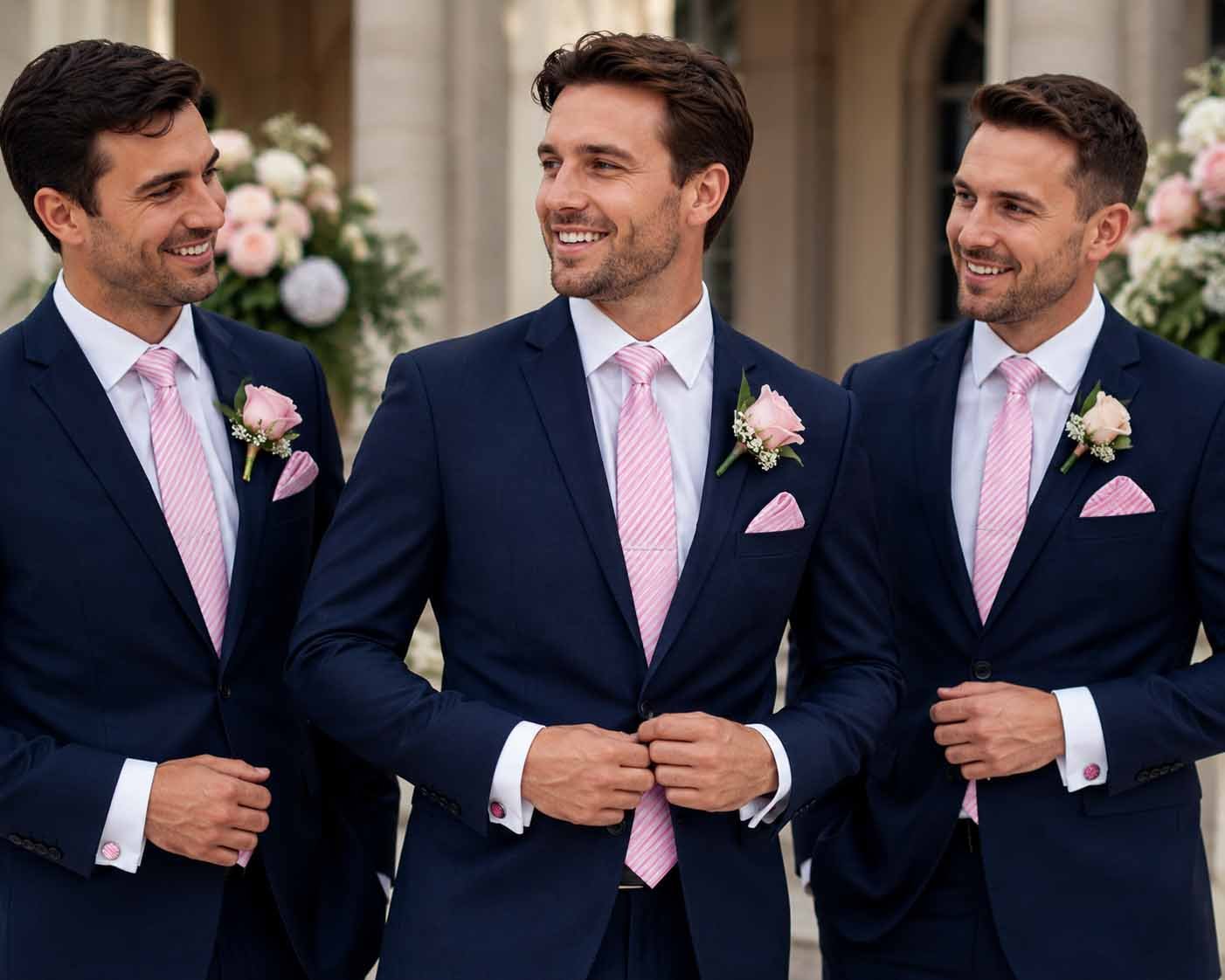 pink stripe tie set in use by Gents Tag London